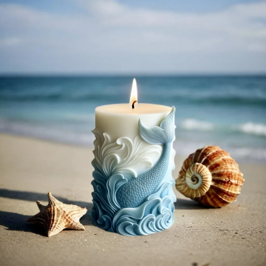 Resin Ocean Wave Mold - 2024 대양 파도 거품 원통형 양초,
