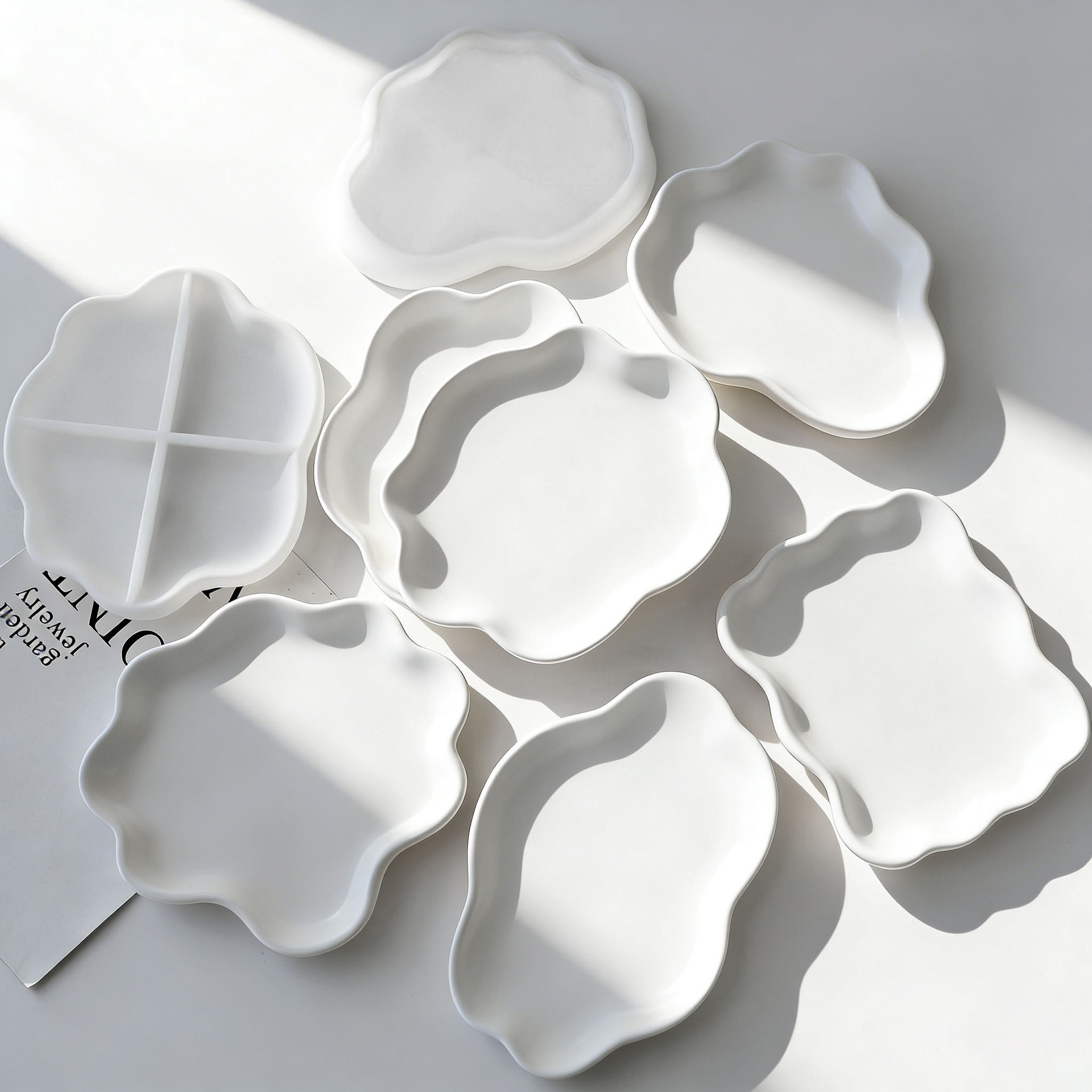 Serving Tray Mold - DIY 기하학적 웨이브 석고 코스터 실리콘