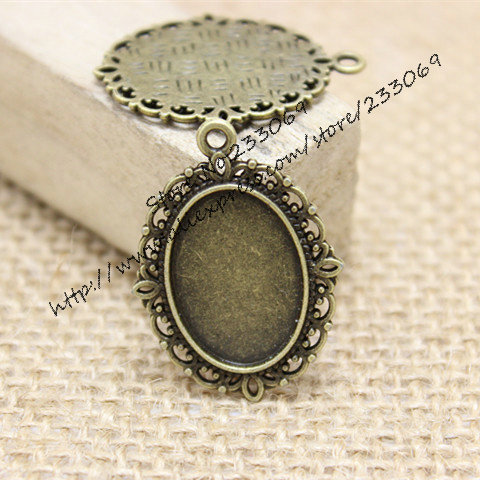 Bezels Set Pendant - 40 개/몫 골동품 청동 합금 22*30mm