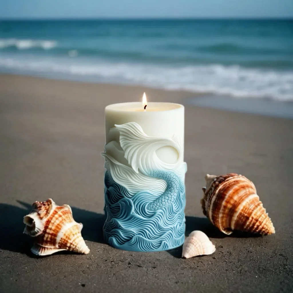 Resin Ocean Wave Mold - DIY 대양 물결 폼 원통형 양초,